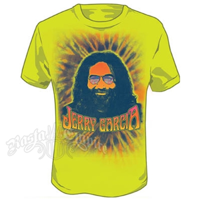 Jerry Garcia Psychedelic Safety Green T-Shirt - Men's