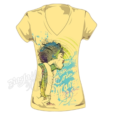 Jimi Hendrix The Wind Cries Mary Yellow V-Neck T-Shirt - Women's