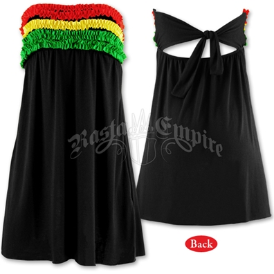 Rasta and Reggae Ruffle Tube Top Short Dress