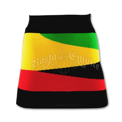 Rasta and Reggae Knit Mini Skirt with Wave Pattern