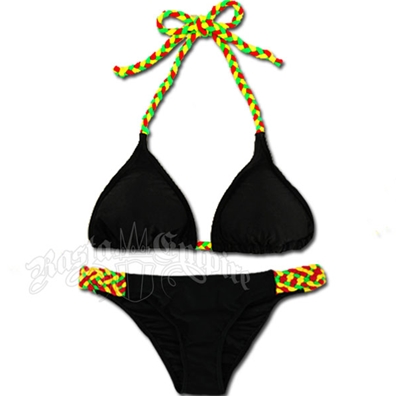 Rasta Braid Triangle Top and Lowrise Bottom Bikini Swimsuit