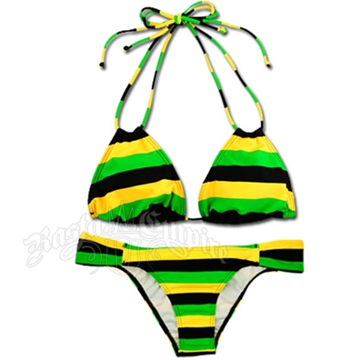 Jamaican Stripe Loop Triangle Top and Rio Bottom Bikini Swimsuit