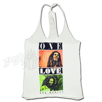 Bob Marley One Love White Twist Tank Top - Women's