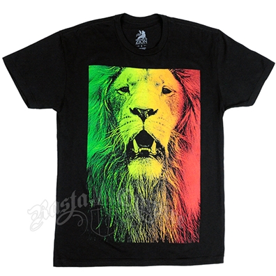 Regal Rasta Lion Black T-shirt - Men's