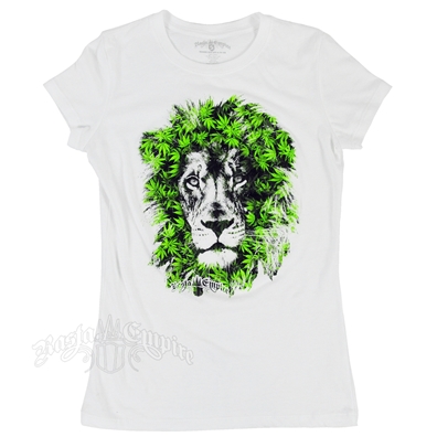 RastaEmpire Lion Marijuana Leaves White T-Shirt - Women's