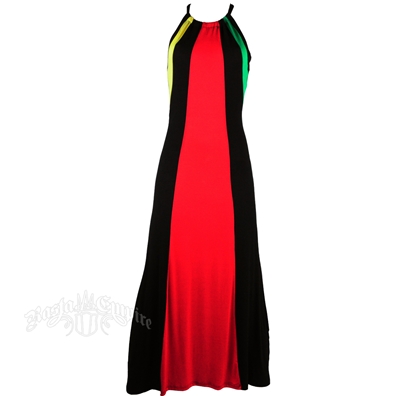 Rasta & Reggae Drawstring Razorback Maxi Dress @ RastaEmpire.com