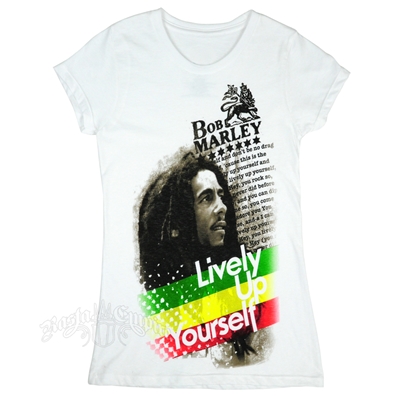 Bob Marley Lively Up Yourself White T-Shirt - Women's