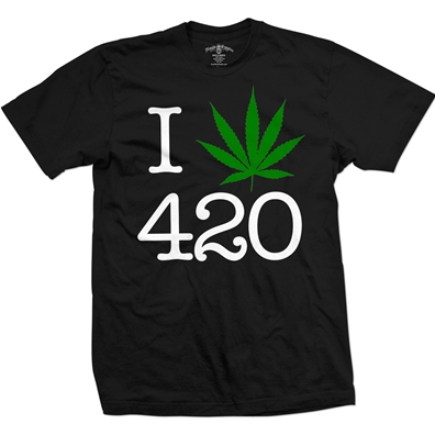 Seven Leaf I Love 420 Pot Leaf Black T-Shirt – Men’s