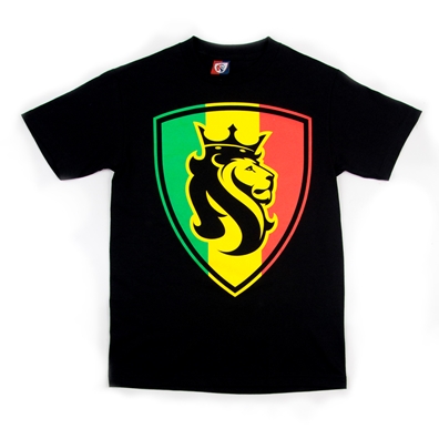 Rasta Lion Shield Black T-Shirt