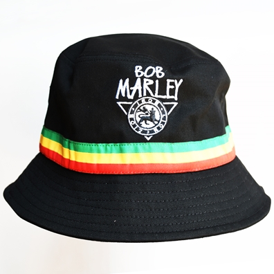 Bob Marley Rasta Iron Lion Zion Black Bucket Hat