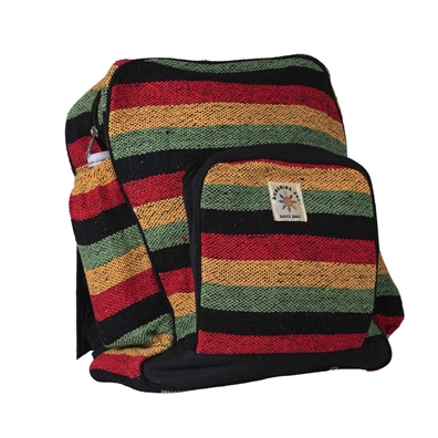 ??90s Rasta Colors Cotton Backpack Rasta Color Marijuana Leaf Sling Bag Backpack Rastafari Red  main image 3