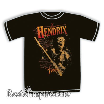 Jimi Hendrix Fire Black T-Shirt - Men's