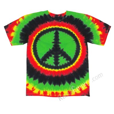 Rasta Peace Sign Tie Dyed Short Sleeve T-Shirt - Men's SS