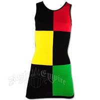 Rasta and Reggae Sleeveless Block Knit Mini Dress
