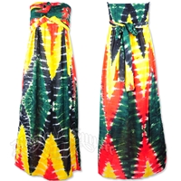 Rasta and Reggae Strapless Tie Dye Maxi Dress