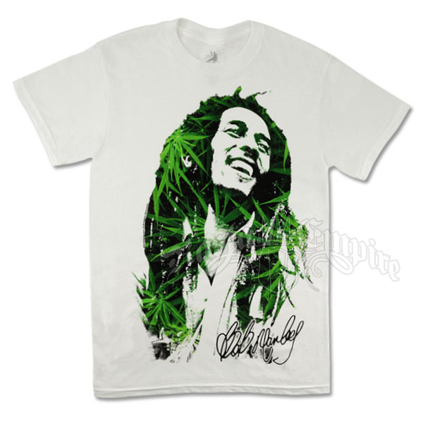 Wrinkles Landmark Centimeter Bob Marley Leaves Dreads White T-Shirt @ RastaEmpire.com