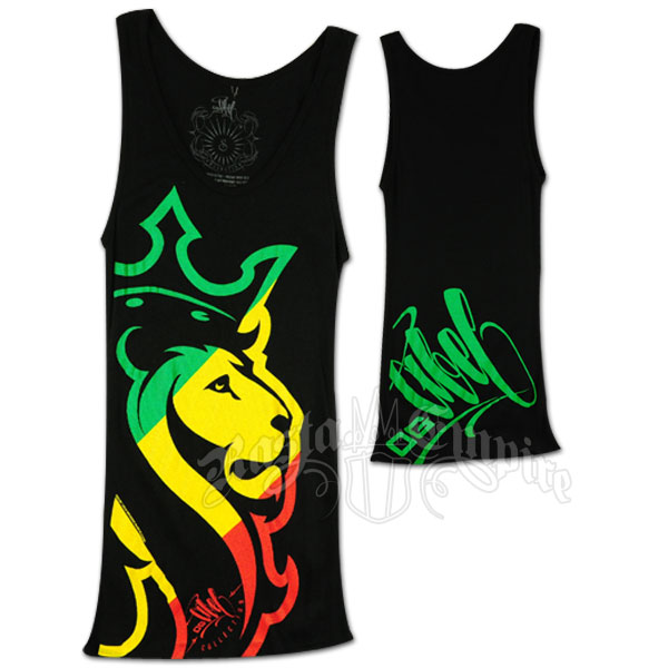 Rasta Striped Lion Black Tank Top - Women's