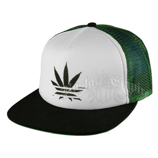 Cannabis Leaf Green & Black Trucker Cap