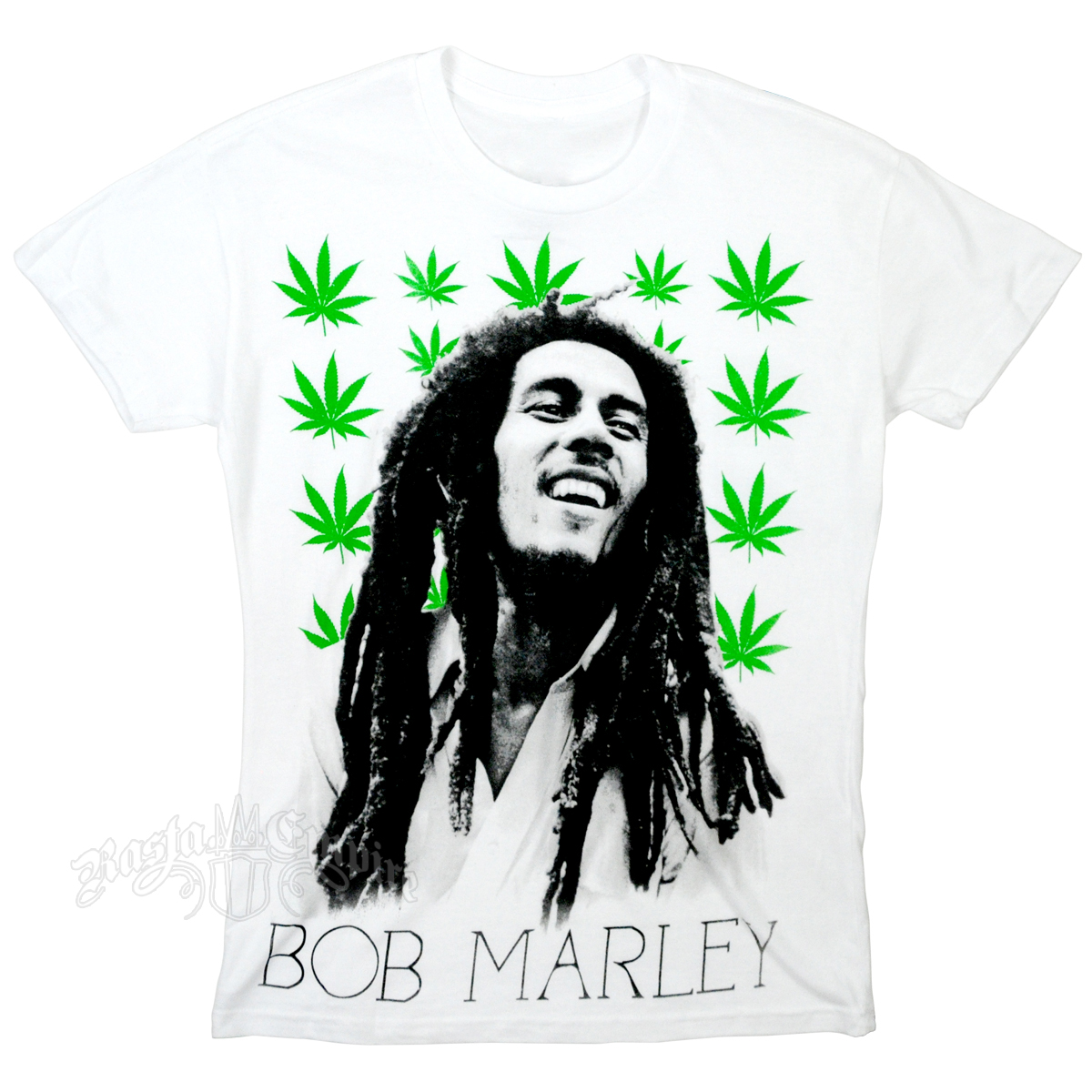 Bob Marley Pot Pattern White T Shirt Men S