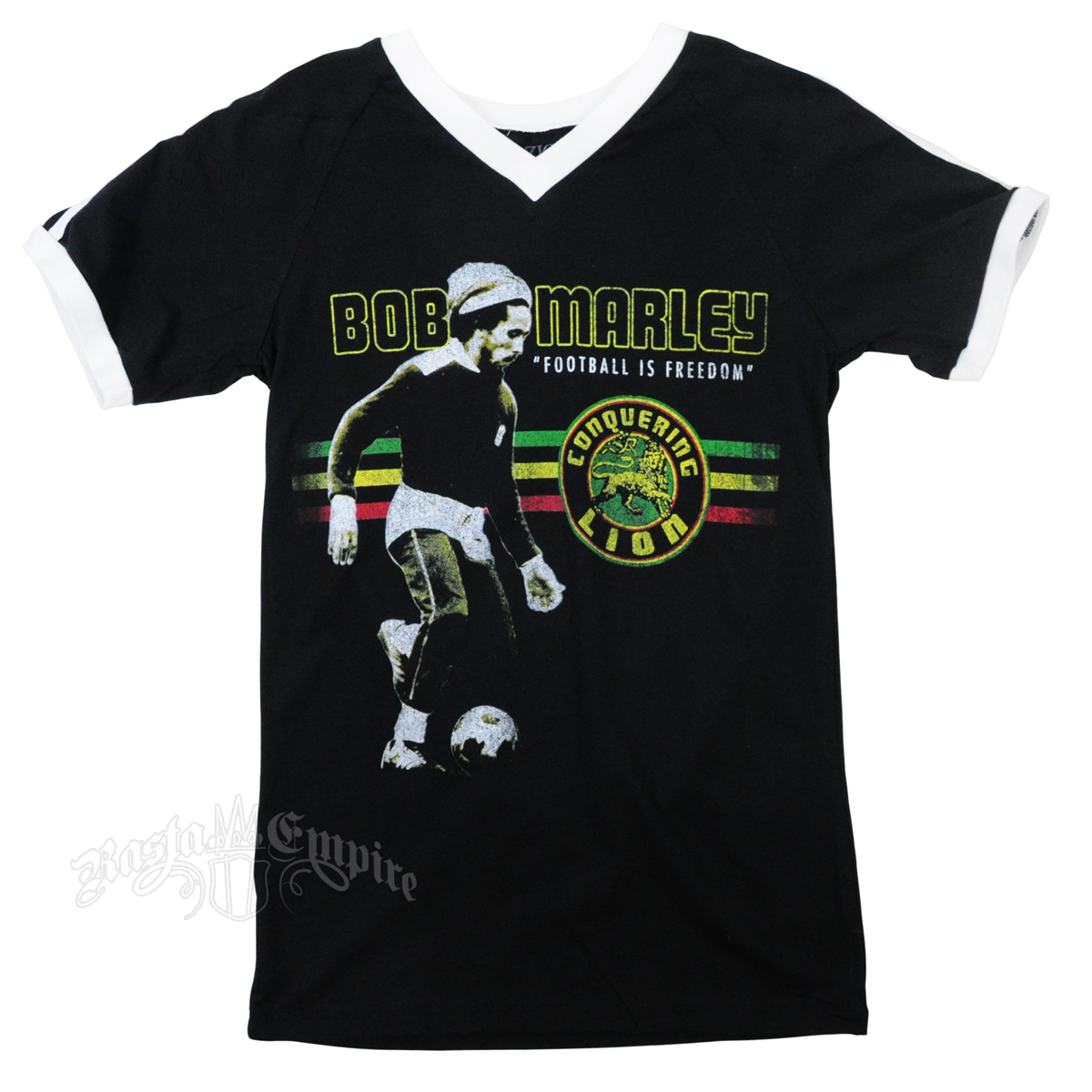 Bob Marley Football is Freedom Black T 