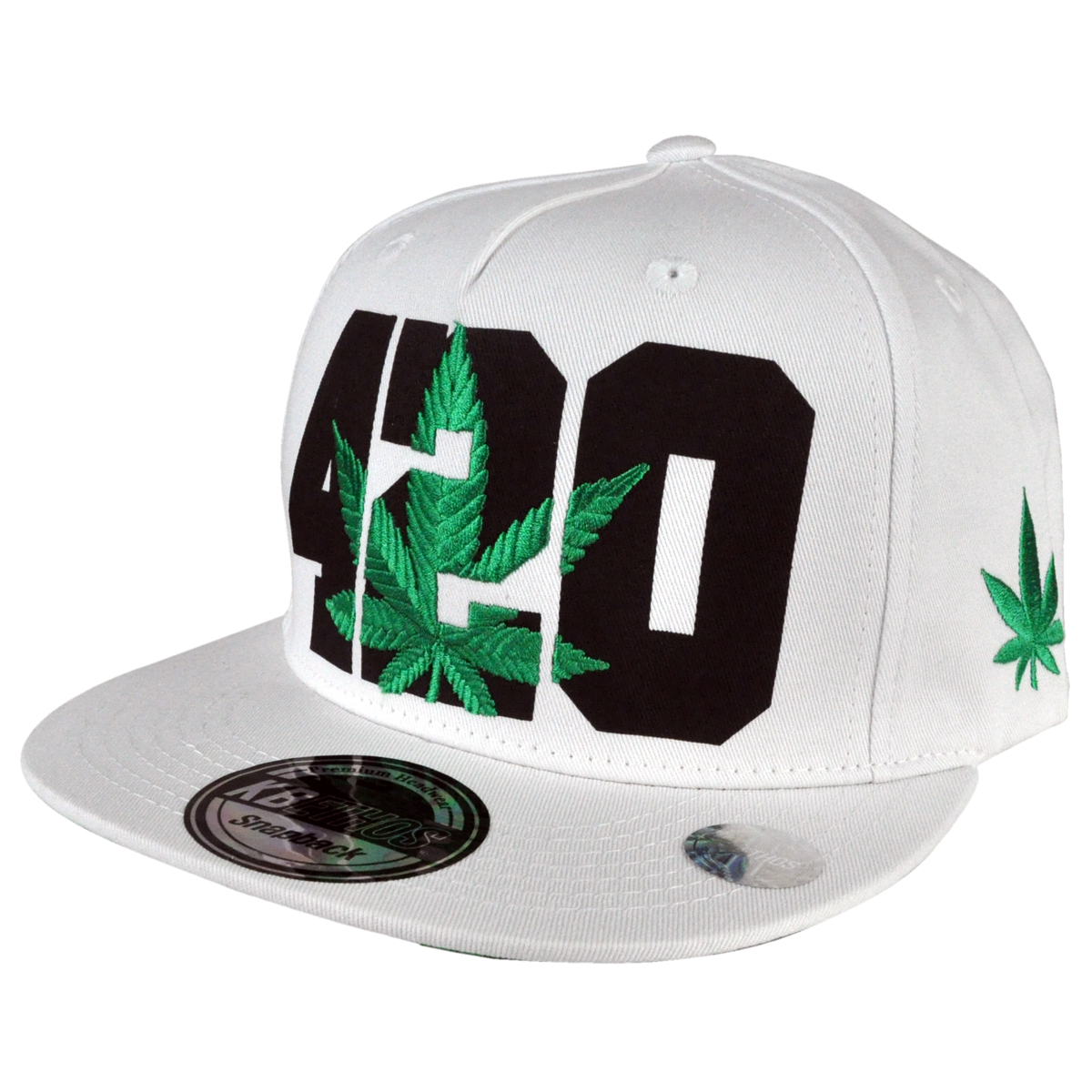 420 Pot Leaf Hat White