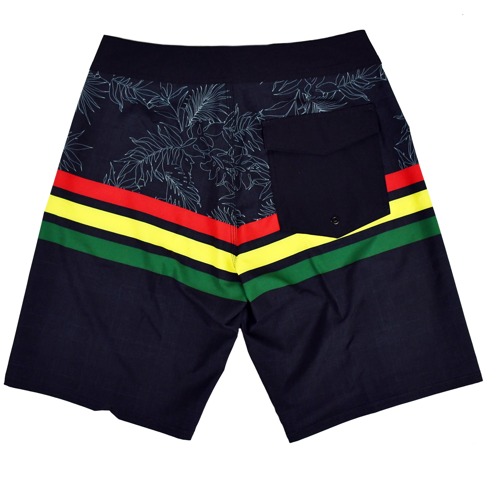 Men's black and rasta striped boardshorts