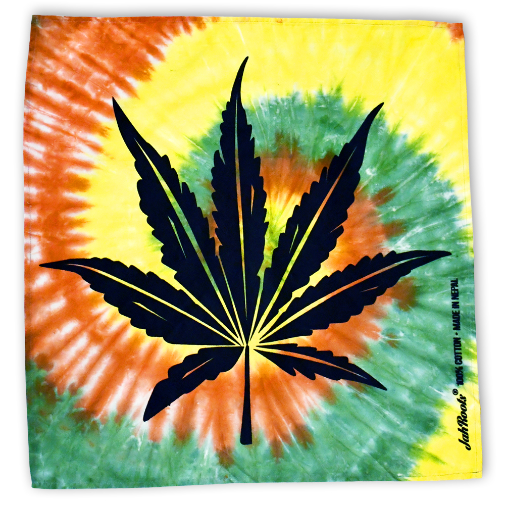 Rasta & Reggae Tie Dye Cannabis Leaf Bandana