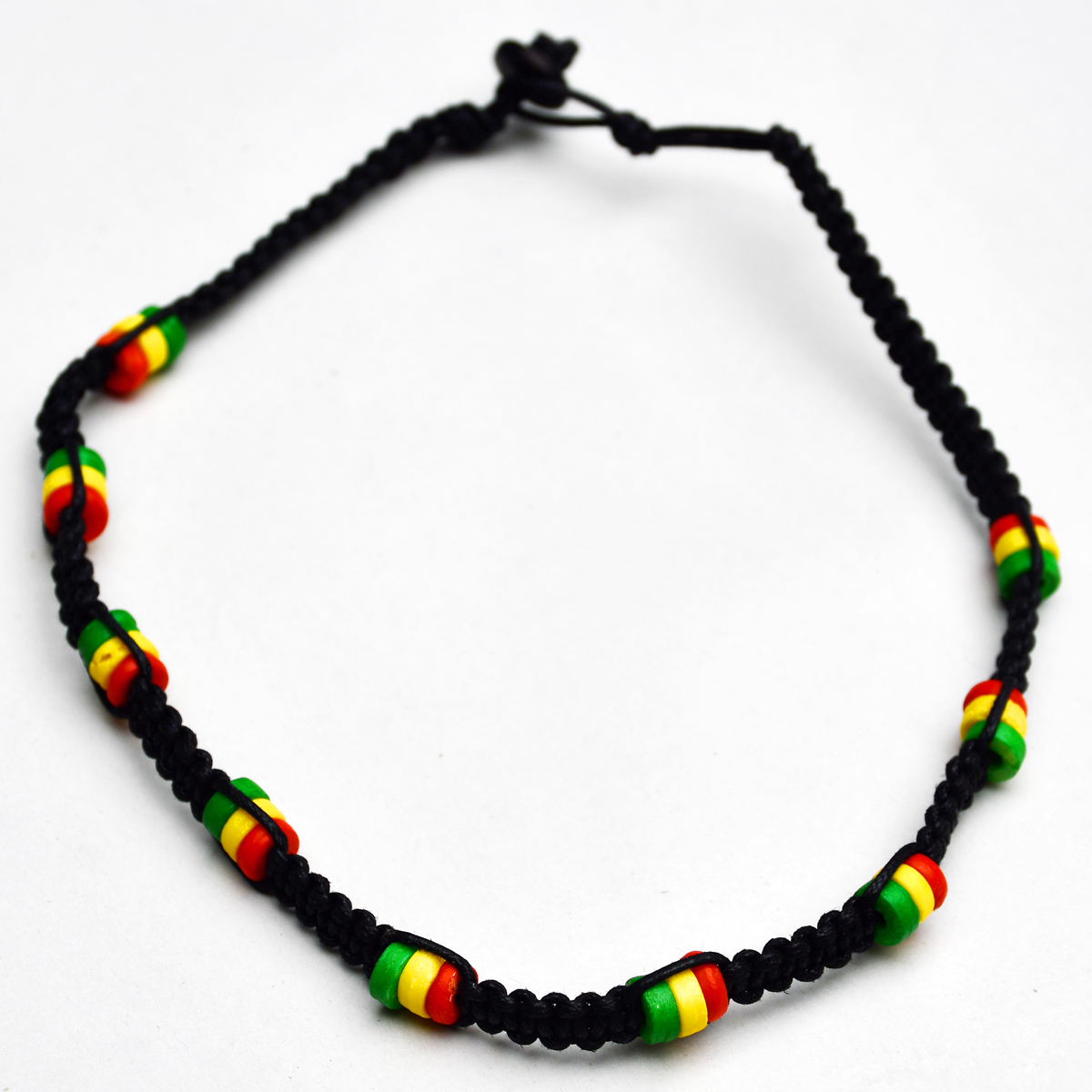 Rasta Bead Black Cord Necklace