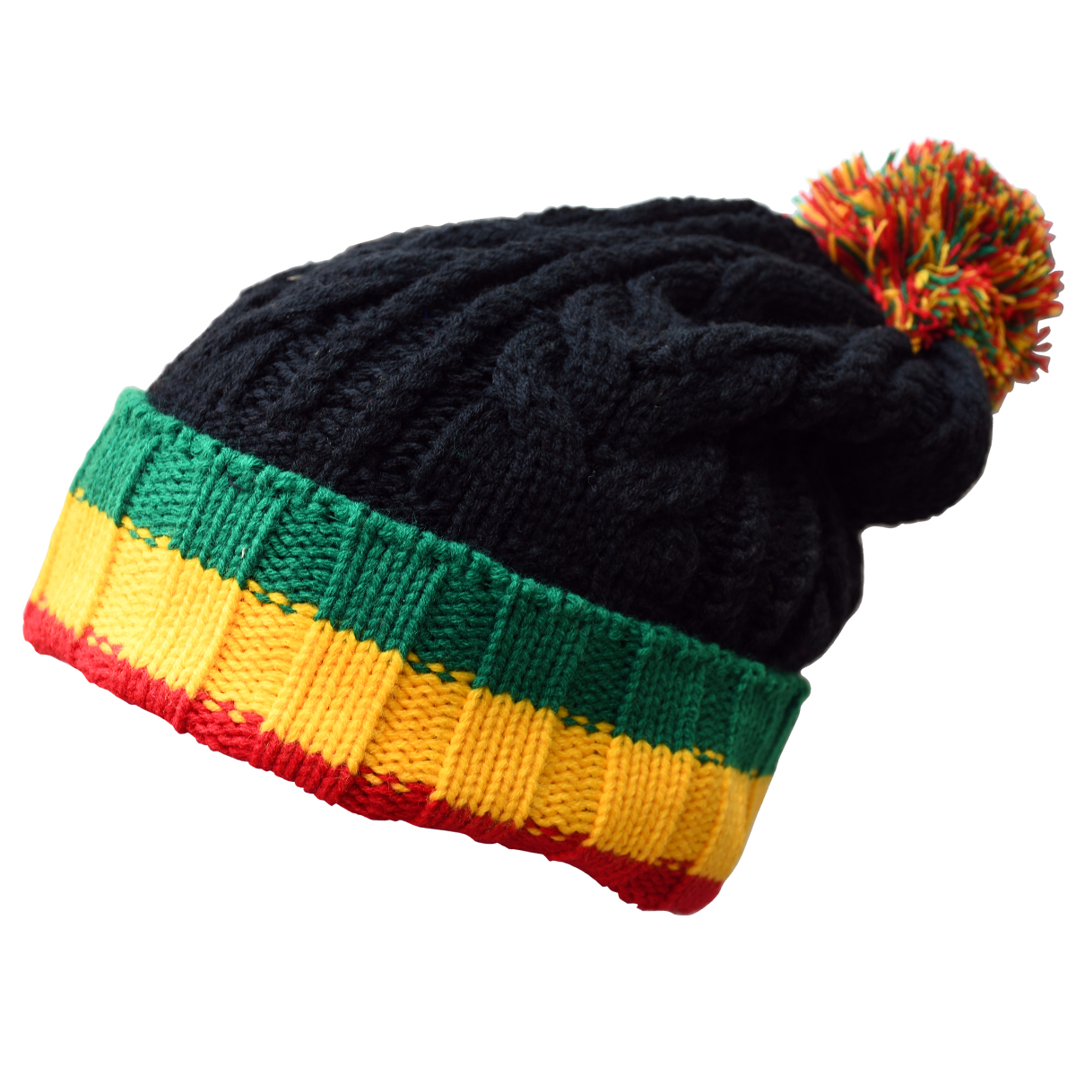 Rasta Stripes California Republic Reggae Beanie Hat with Pom Pom