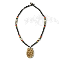 Rasta Lion Bone Pendant Necklace 