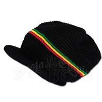 Rasta Ribbed Cotton Cap - Black/Rasta