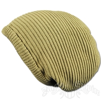 Solid Khaki Oversized Beanie Cap