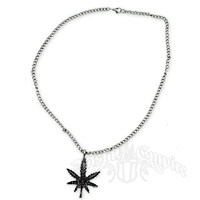 Marijuana Black Leaf Charm Necklace -