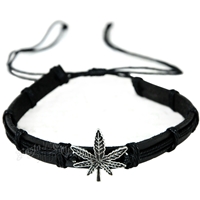 Black Leaf Leather Choker