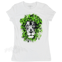 RastaEmpire Lion Marijuana Leaves White T-Shirt - Women's