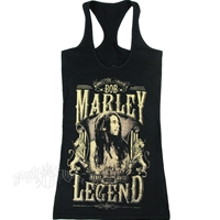 Bob Marley Legend Rebel Music Black Racer Tank Top - Women's