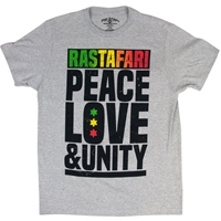 Rastafari Peace Love & Unity Heather Grey T-shirt - Men's