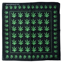 Black Weed Leaf Grid 22" x 22" Bandana