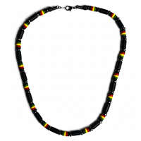 Black and Rasta Striped Beaded Necklace