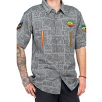 90's Print Rasta Short Sleeve Grey Shirt