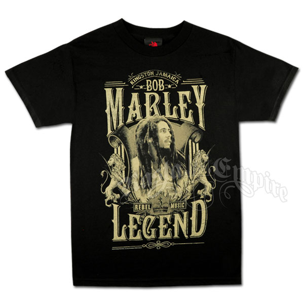 Bob Marley Rebel Music Legend Black T-Shirt - Men's