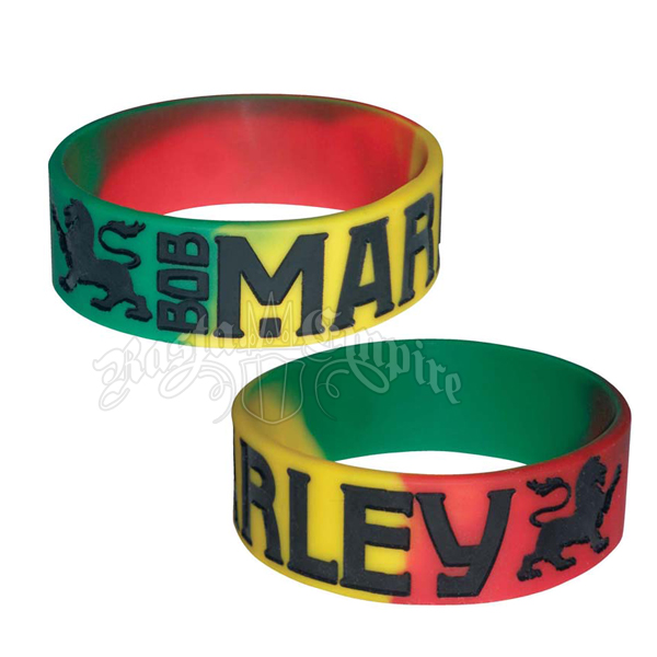 Bob Marley Lions Silicone Wristband - Tri Color