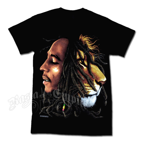 Bob Marley & Lion Profile Black T-Shirt - Men's