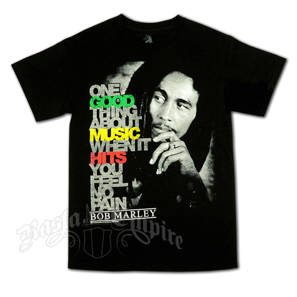 Bob Marley Good Music Hits Black T-Shirt - Men's