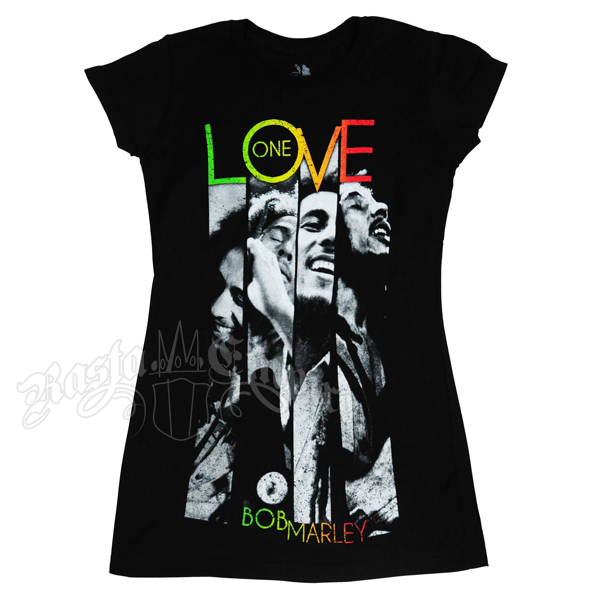 Bob Marley One Love Stripes Black T-Shirt - Women's