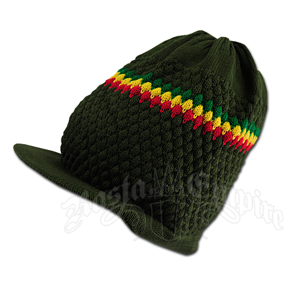 Rasta Band Brim Headwear - Olive