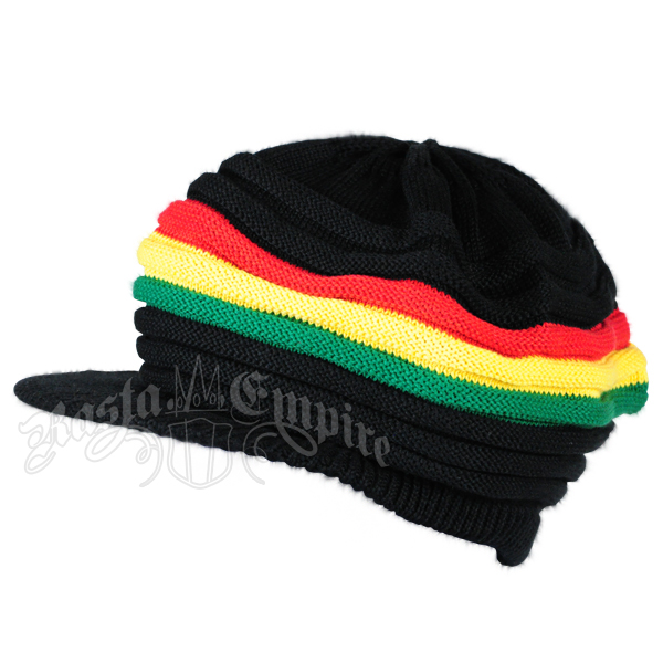 Rasta Rings Style Cotton Cap - Black/Rasta