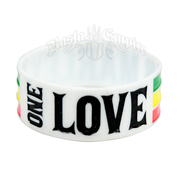 Bob Marley One Love Silicone Wristband - White