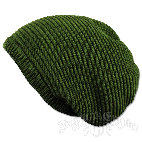 Solid Olive Oversized Beanie Cap 