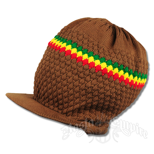 Rasta Band Brim Headwear - Brown